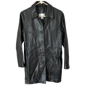 Worthington Leather Jacket Womens Medium Black 100% Lambskin 3 Button